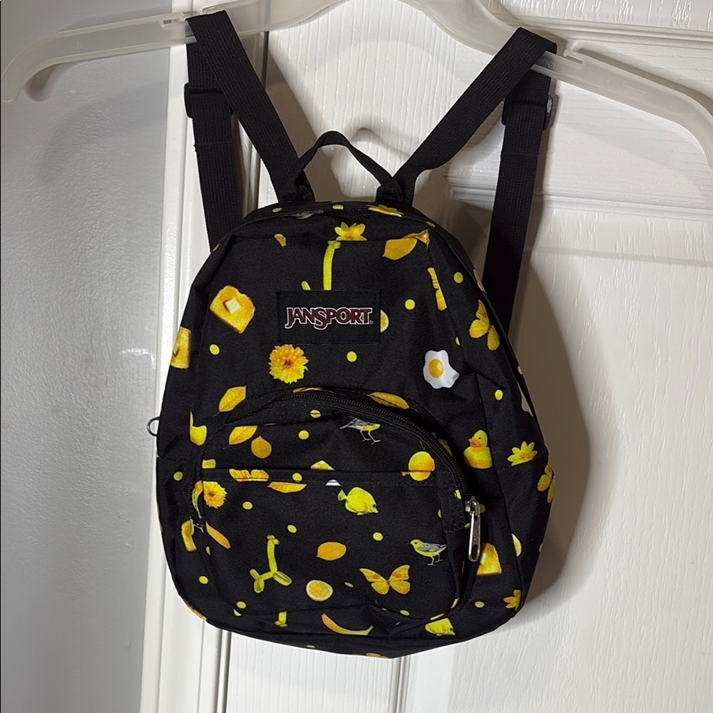 NWOT Jansport Kids Mini Backpack - Black with Yellow Floral Print